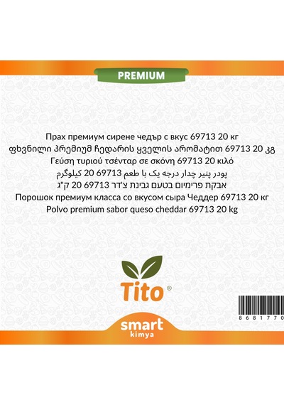 Toz Premium Çedar Peyniri Aroması 69713 20 Kg