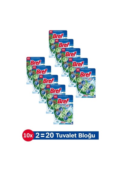 Power Aktiv Çam Kokulu Tuvalet Bloğu 10 Adet İkili Paket