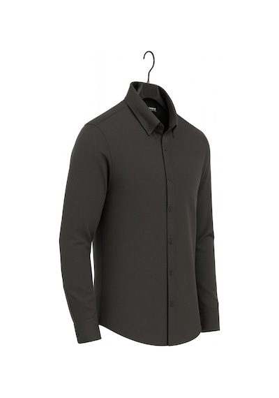 Classics Men Gewer Uzun Kol Slim Fit İçi Polarlı Erkek Gömlek - 7440 Gri