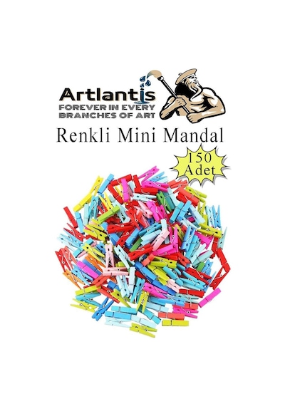 Renkli Mini Mandal Ahşap 150 Adet Renkli Minik Mandal Dekoratif Süsleme Fotoğraf Asma Mandalı Dekarasyon