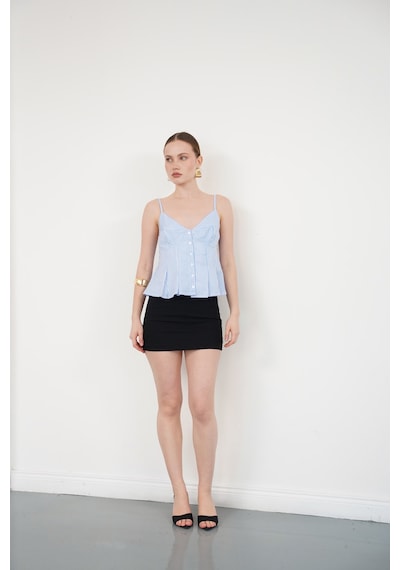 Verymoda Çizgili Askılı Bluz D2791 Mavi