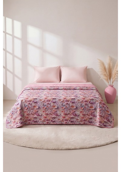 Çiçek Tomurcukları 5d Çok Amaçlı Tek Kişilik Baskılı Pike & Yatak Örtüsü 160x220 Cm Çok Renkli
