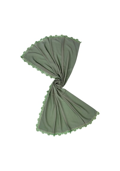 Mim Eşarp İğne Oyalı Şal Namaz Ve Mevlüt Örtüsü 60x150 Cm Koyu Vizon
