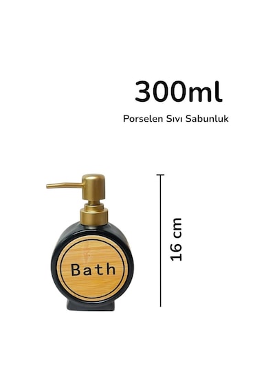 Porselen Sıvı Sabunluk 300ml Bath Siyah 48408