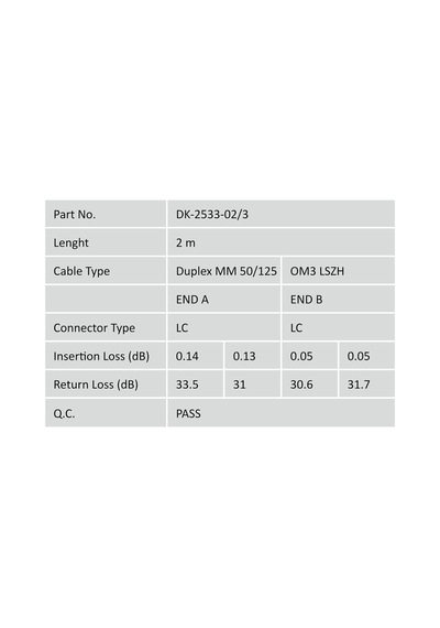 Dıgıtus Fiber Optic Multimode Patch Kablo, Om 3, Lc / Lc