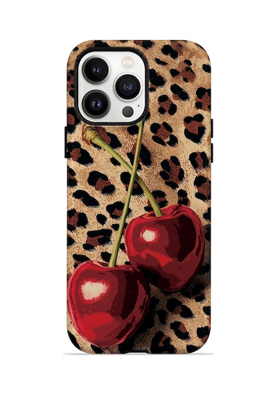 Velvoria Valestra Leopar Kiraz Apple iPhone Uyumlu 14 Pro Darbe Korumalı Kılıf Valestra Select - Leopar Kiraz
