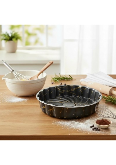 Papilla Desert Paşa Yuvarlak Kek Kalıbı 27x6 Cm - İzmir Desenli Yanmaz Yapışmaz Granit Efektli Tart Ve Turta Kalıbı Çok Renkli