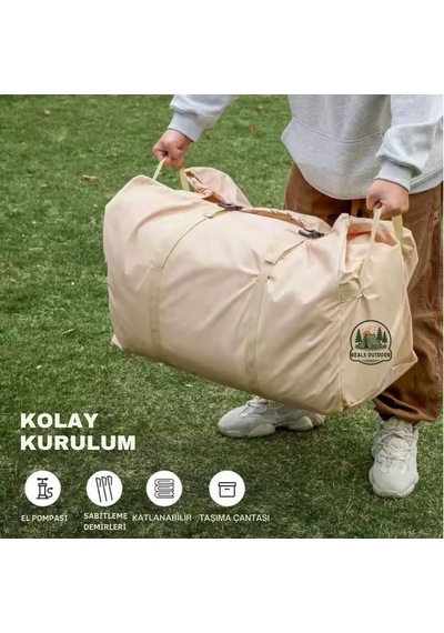 2 Kişilik 4 Mevsim Su Geçirmez Büyük Pencereli Şişme Kamp Çadırı