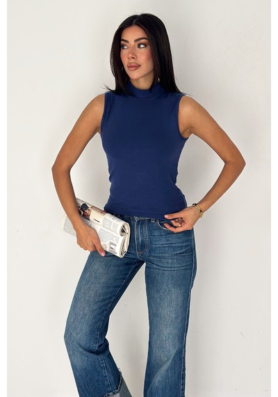 Noa & Noa Kadın Kolsuz Boğazlı Basic Body Sleek Core Mavi