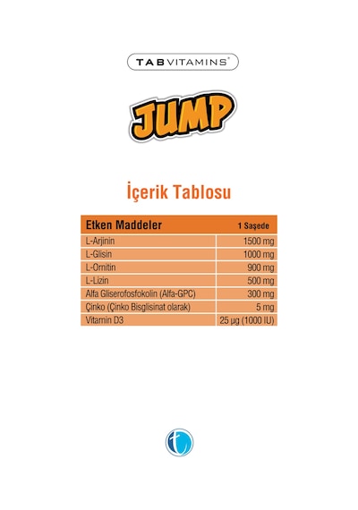 Jump 30 Saşe L-arjinin, L-ornitin, L-lizin, Alfa Gpc