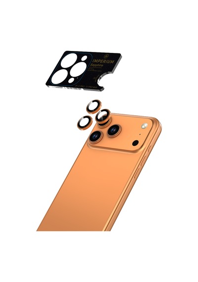 Piili Imperium Apple iPhone Uyumlu 17 Pro/17 Pro Max Safir Ar/af Lens Koruyucu Turuncu