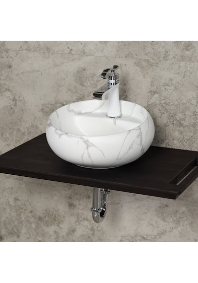 Lena - Tezgah Üstü Porselen Lavabo Mermer Desenli Outlet - Eh-4660m6- Diğer