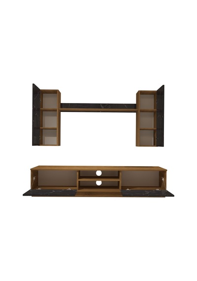 Decoraktiv Eko 5db Mdf Dvd Tv Ünitesi Tv Sehpası Pera - Siyah Mermer