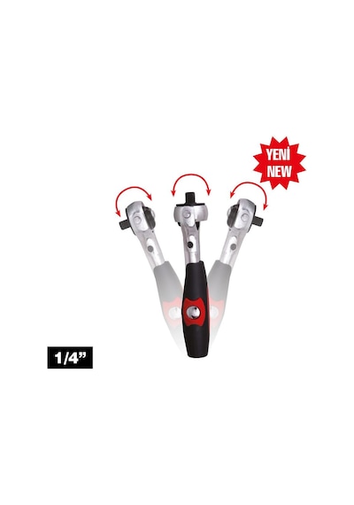 İzeltaş 1/4" Mafsallı T Kol Cırcır (72 Diş) - 1507067115