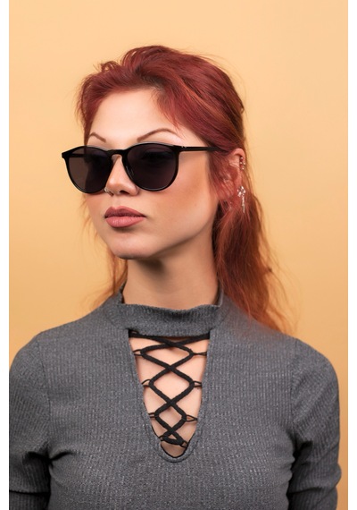 Fleur Unisex Black Red Güneş Gözlüğü Siyah - 296294878 Siyah