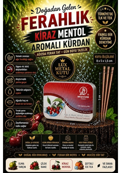 Mucize Kiraz Mentol Aromalı Kürdan Metal Kutu