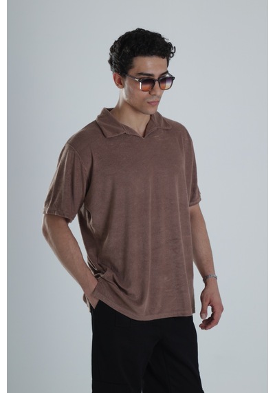Cocopelli Erkek Kahve T-shirt Dokuma Kumaş Coc1157 Kahve