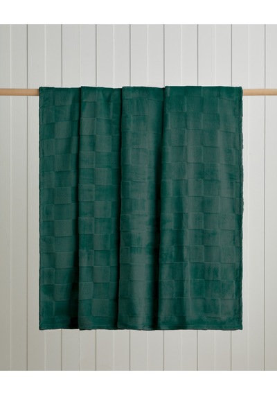 English Home Classic Check Jakarlı Supersoft Tek Kişilik Battaniye 150x200 Cm Koyu Yeşil Koyu Yeşil