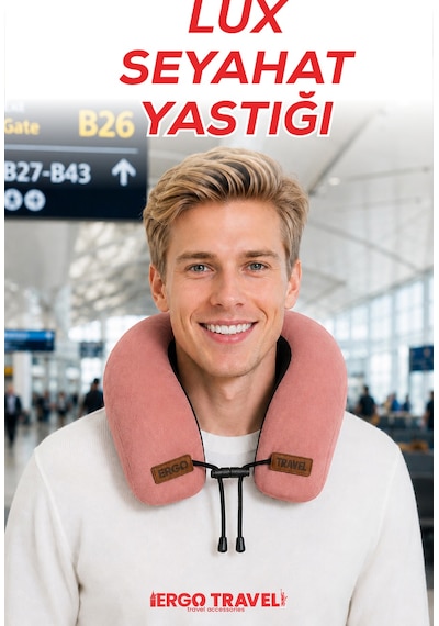 Viscofoam Lux Ortopedik Seyahat Yastığı Visco Boyun Destekli Seyahat Yastığı - Somon