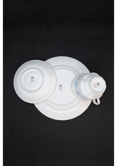 Bone China Mavi Beyaz Çay Fincanı 3 Parça 170 Ml