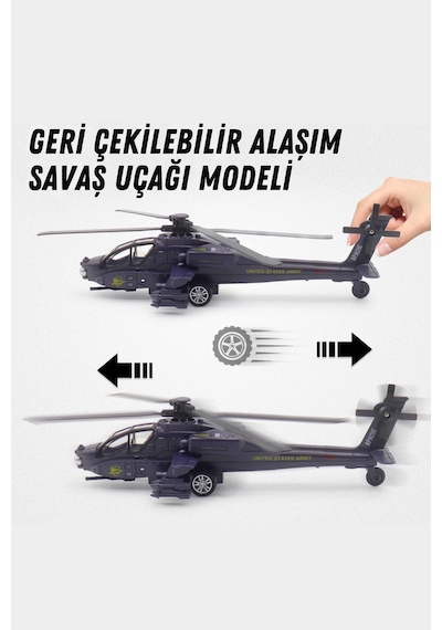 1:72 Işıklı Sesli Metal Çek Bırak Savaş Helikopteri Model Oyuncak Dayanıklı Dekoratif Helikopter