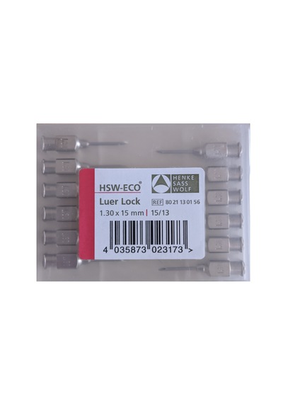 Henke - Enjektör Ucu Çelik 1.30 X 15mm Luer Lock 15/13 1 Pak