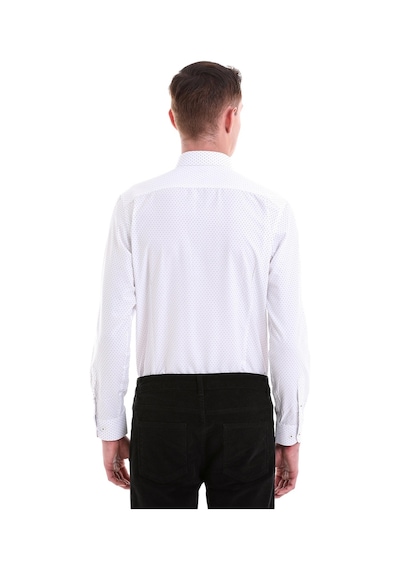 Hatemoğlu Siyah Slim Fit Baskılı Pamuklu Slim Yaka Uzun Kollu Klasik Gömle Siyah