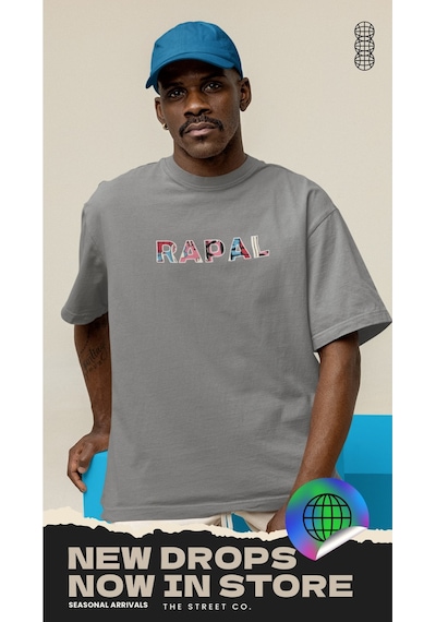 Noıssey Rapal Wear Unisex Oversize Colouring More Wall Baskılı T-shirt Füme