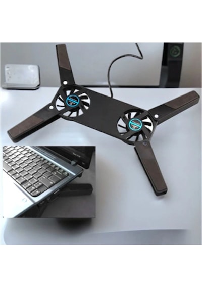 Mini Katlanabilir 11''-15.6'' Laptop Notebook Uyumlu 2 Fanlı Soğutucu Siyah