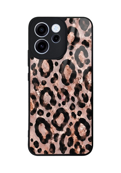 Oppo Reno 15f Rose Gold Leopar Tasarımlı Glossy Telefon Kılıfı