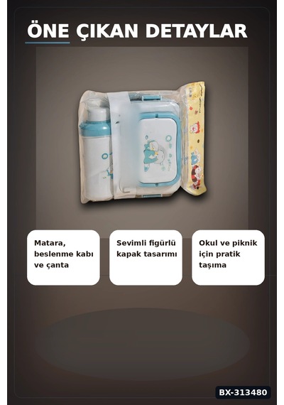 Bpa Icerikli Sızdırmaz Matara Ve Beslenme Kabi Seti - 3 Parca, Cocuk Okul Cantasi Hediyesi Bx-313480 Diğer