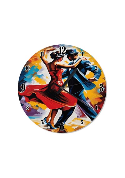 Tango Yapan Sevimli Çift Analog Duvar Saati Çok Renkli