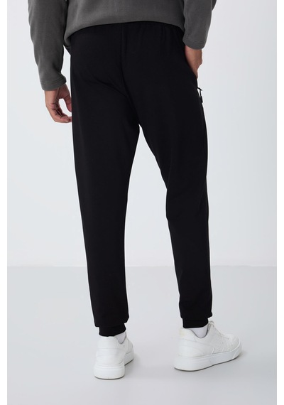 Tommy Life Siyah Fermuar Cepli Standart Kalıp Jogger Erkek Eşofman Alt - 84651 001