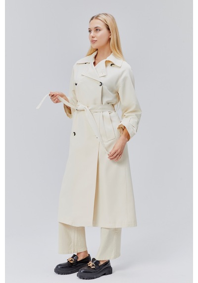 Kadın Oversize Kuşaklı Trençkot Taş