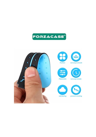 Forzacase 16mm Akıllı Çocuk Saatleri İle Uyumlu Çift Renk Şık Silikon Kordon Kayış - Fc889 Mavi
