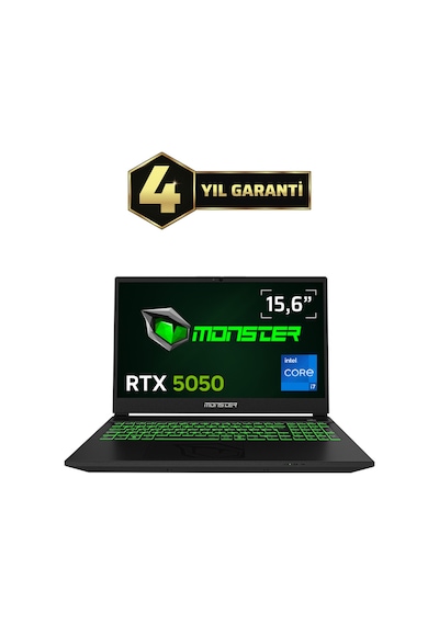 Monster Abra A5 V22.1.9 i7 13620H 64 GB 1 TB SSD 8 GB RTX5050 15.6" W11H FHD Dizüstü  Bilgisayar