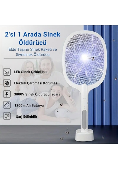 Coofbe Şarjlı 12000mah 300v 5 Katmanlı Uv Işıklı Elektrikli Sivrisinek Öldürücü Raket Sinek Öldürücü Sineksavar