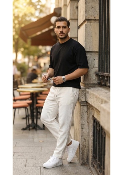 Veraura Lifestyle Erkek Duble Kol Basic Tişört Siyah