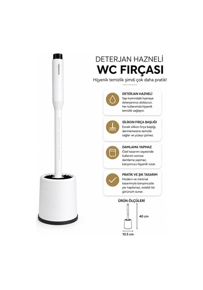 Acero Home 2116 Deterjan Hazneli Silikon Klozet Wc Fırça Seti- 12'li Paket Diğer