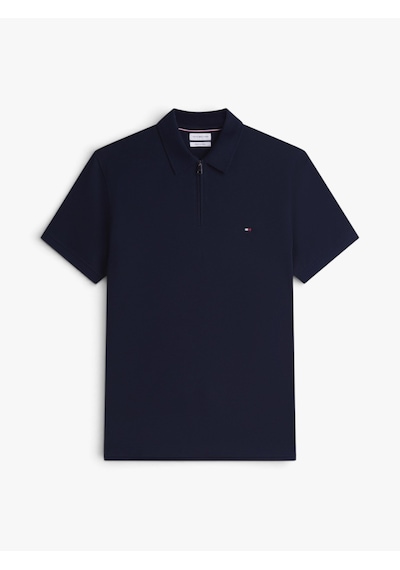 Tommy Hilfiger Merc Pıque Zıp Reg Polo Erkek Mavi T-shirt - Mw0mw43282