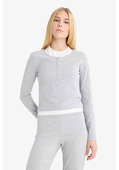 Defacto Coool Halter Yaka Ribana Uzun Kollu Tişört F9352ax25augr256 Gri
