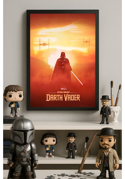 Darth Vader Siyah Ahşap Çerçeveli Poster, Film Duvar Tablosu