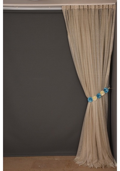 Dar Etek Model Gold Renk Hazır Pileli Fon Perde 300x260