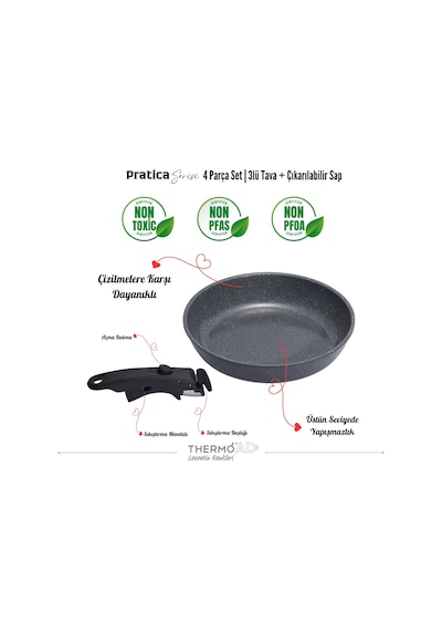 Thermoad Pratica Serisi 4 Parça Tava Set Gri Gri