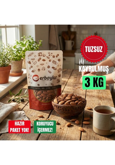 Erbaylar Badem İçi İthal Kavrulmuş Tuzsuz - 3 Kg