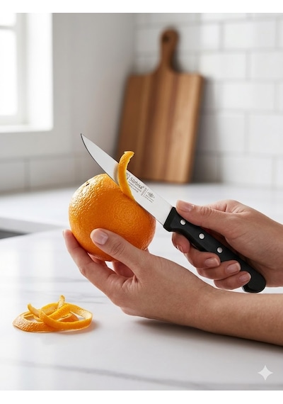 Sürmene Meyve Sebze Mutfak Bıçağı 20 Cm Paslanmaz Çelik Keskin Pimli Siyah Bıçak Sürbisa 61004-p