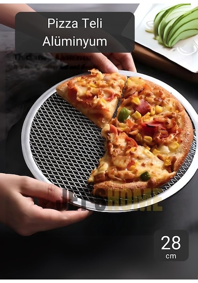 Pizza Tepsisi Alüminyum Pizza Teli Lahmacun Tepsisi 28 Cm Gri