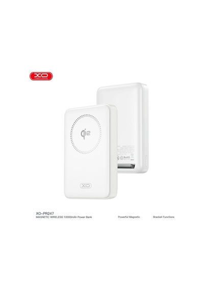 Xo Pr247 10000mah Qi2 Sertifikalı Magsafe Powerbank 30w Pd Usb-c Çıkışlı Standlı Kablosuz Şarj Beyaz