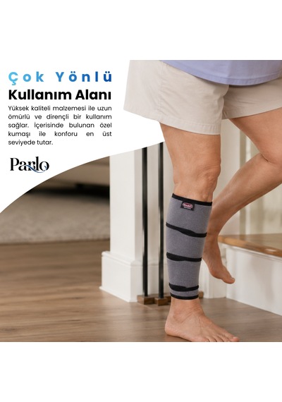 Alt Baldır Desteği Ayarlanabilir Cırtlı Alt Baldırlık Esnek Neopren Kumaşlı Sağ Sol Uyumlu Spor Ve Günlük Kullanım Gri