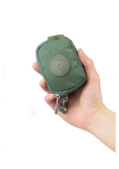 İmaks Mini Boy Krinkıl / Klinkır Kumaş 3 Fermuar Bileklik Askı Bozuk Para Cüzdan Makyaj Çanta 1415a Yeşil